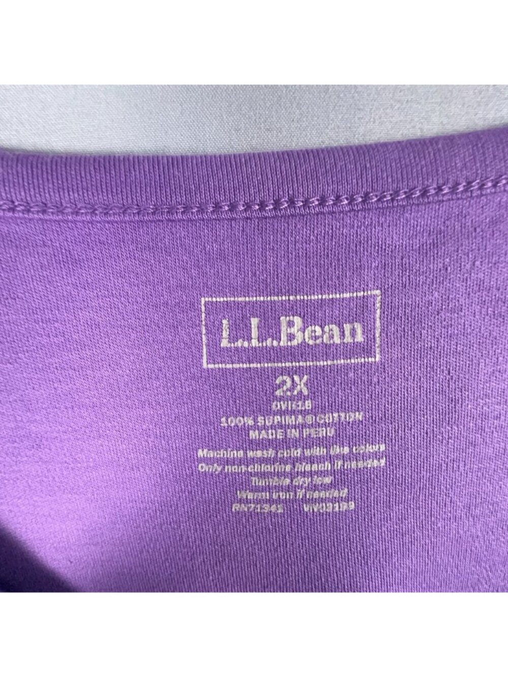 L.L. Bean T-Shirt Size 2X Purple V-Neck 100% Supima Cotton Short Sleeves - Picture 7 of 12